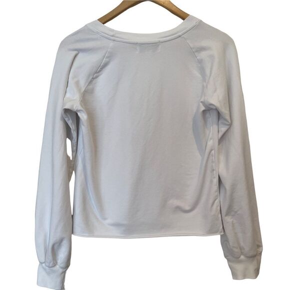 NATION x soulcycle White Cropped Crewneck Sweatshirt size S - Picture 2 of 6